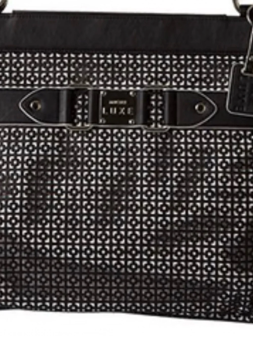 Miche Black Laser-Cut Shoulder Bag with Luxe Plaque, Prima Shell Only
